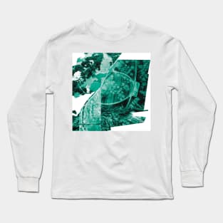 the risk and the flood in ecopop collage wallpaper of disaster art Long Sleeve T-Shirt